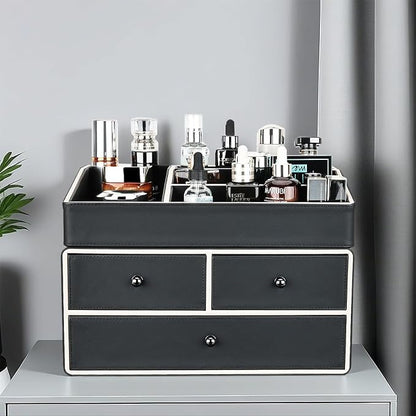 KINGFOM 2 Tier PU Leather Makeup Organizer - Image 4