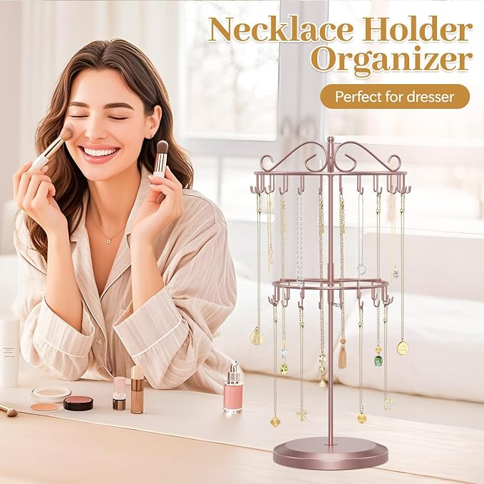 MODOWEY Rotating Necklace Holder Organizer Display Stand - Image 2