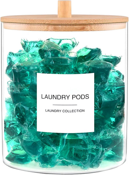 TIPGO Glass Jars for Laundry Room Organization, Laundry Pods Container by TIPGO