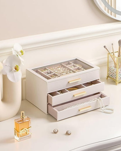 Lolalet Jewelry Box Organizer, 3-Layer Jewelry Organizers and Storage Case - Image 2