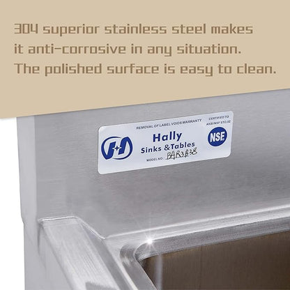 HALLY 3 Compartment Sink of Stainless Steel NSF Commercial Utility Basin - Image 3