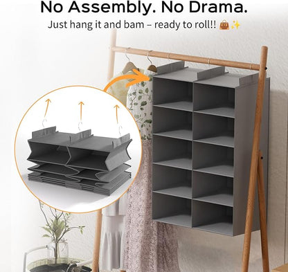 5 Shelves Hanging Closet Organizer – Foldable Dual-Row Hanging Clothes Storage - Image 4