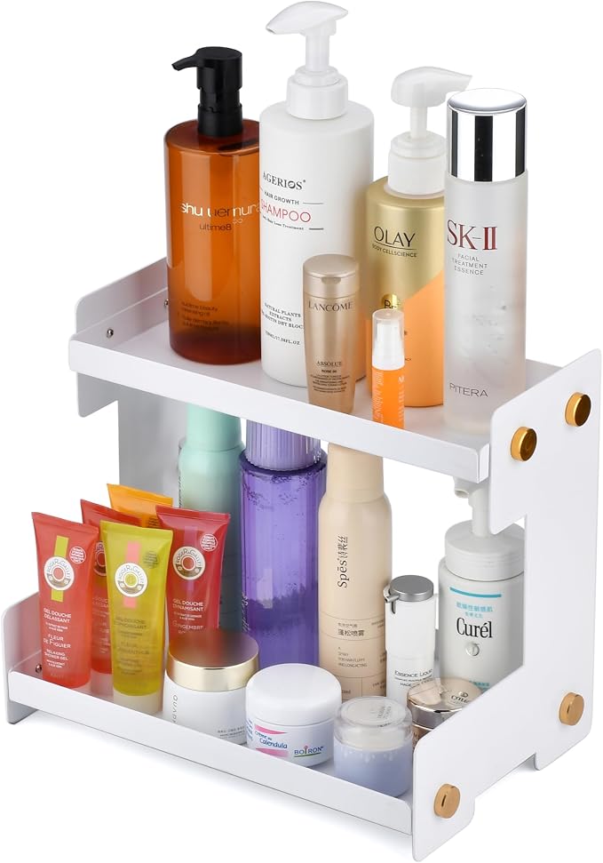 FFK 2 Tier Bathroom Countertop Organizer, SUS 304 Stainless Steel Storage Shelf by FFK