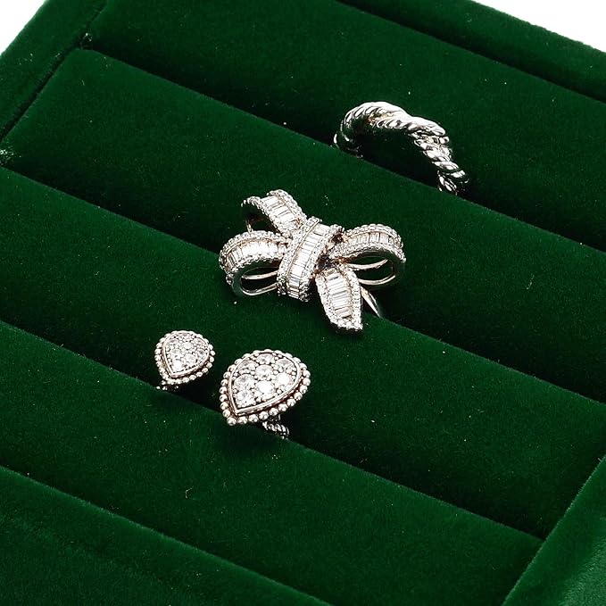 Green Velvet 3-Slots Jewelry Ring Display Tray Showcase Small Jewelry Display - Image 3