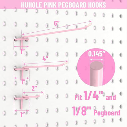 HUHOLE Pegboard Hooks 6 Inch 50PC, Fit 1/4" or 1/8" Pegboard, Ideal Peg Board - Image 2