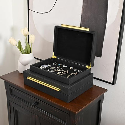 Faux Shagreen Leather Jewelry Boxes Set of 2 - Image 4
