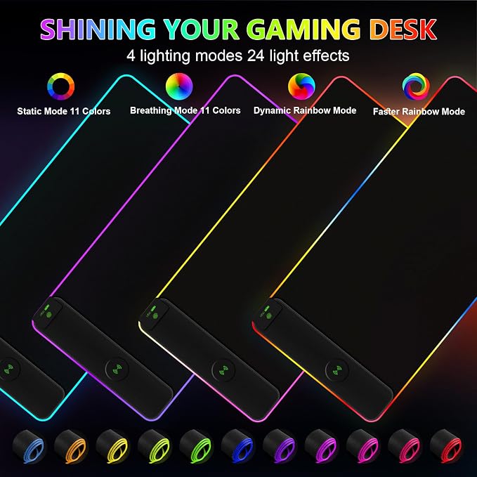 Magnetic Wireless Charging RGB Mouse Pad, 31.5'' x 15.8'' Large LED Gaming Desk - Image 4