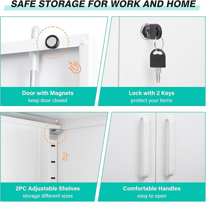 SISESOL White Metal Storage Cabinet - Image 6