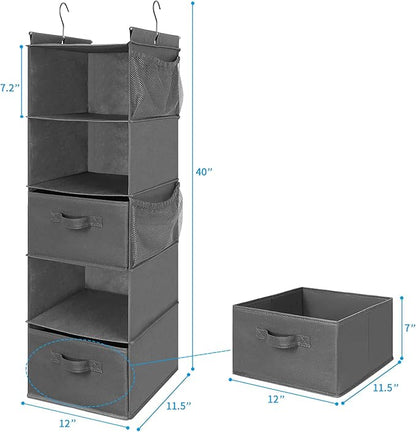 MAX Houser 5 Tier Shelf Hanging Closet Organizer, Cloth Hanging Shelf - Image 3