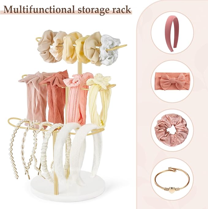 Dahey Headband Holder Organizer Metal 3-Tier Hair Hoop Display Stand Headband - Image 6