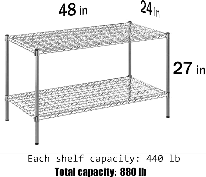 24" Deep x 48" Wide x 27" Height Wire Shelving Kit | 2-Tier | NSF Commercial - Image 3