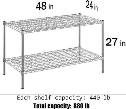 24" Deep x 48" Wide x 27" Height Wire Shelving Kit | 2-Tier | NSF Commercial - Image 3