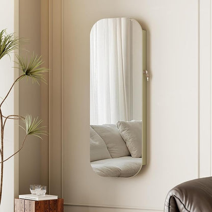 LVSOMT Round Mirror Jewelry Cabinet Door Hang, Jewelry Armoire - Image 8