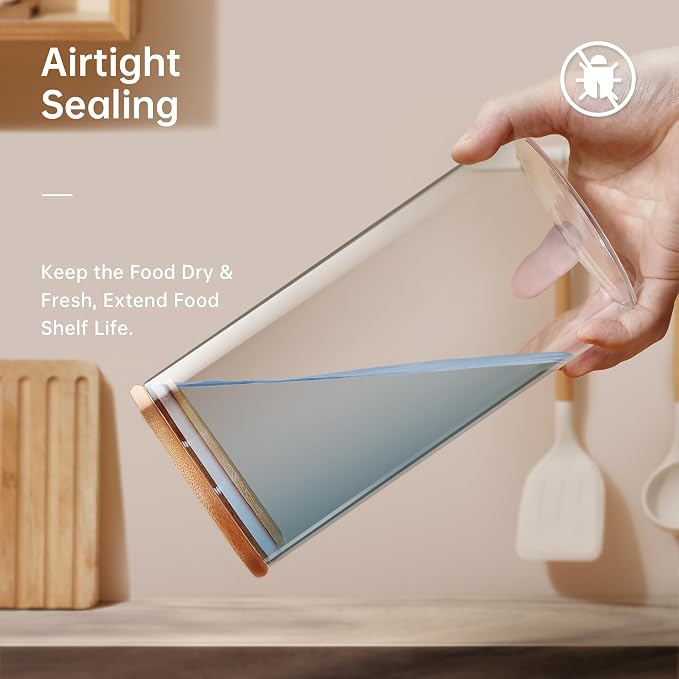 Square Glass Jars with Bamboo Lids 53 FL OZ, Glass Canisters with Airtight Lid - Image 4