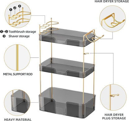 3 Tier Bathroom Organizer Countertop Makeup Perfume Tray Skincare Organizer - Image 4