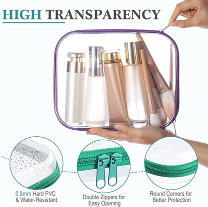 Sanwuta 6 Pcs Clear Hard Zipper Case Pencil Pouches Hard Plastic Zipper Pouches - Image 3