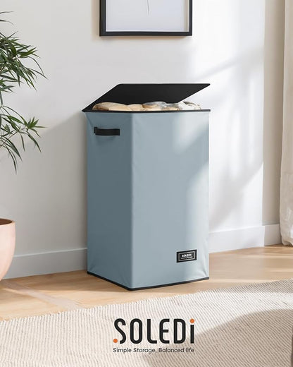 SOLEDI Laundry Hamper with Lid 90L Large & Tall Collapsible Laundry Basket - Image 8