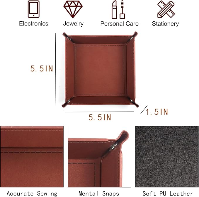 Valet Tray Organizer, 5.5" Square Catch All Tray - Image 6