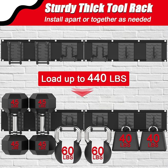 32 Inches Garage Organization, Wall Mount Garden Tool Organizer, 440lbs - Image 2