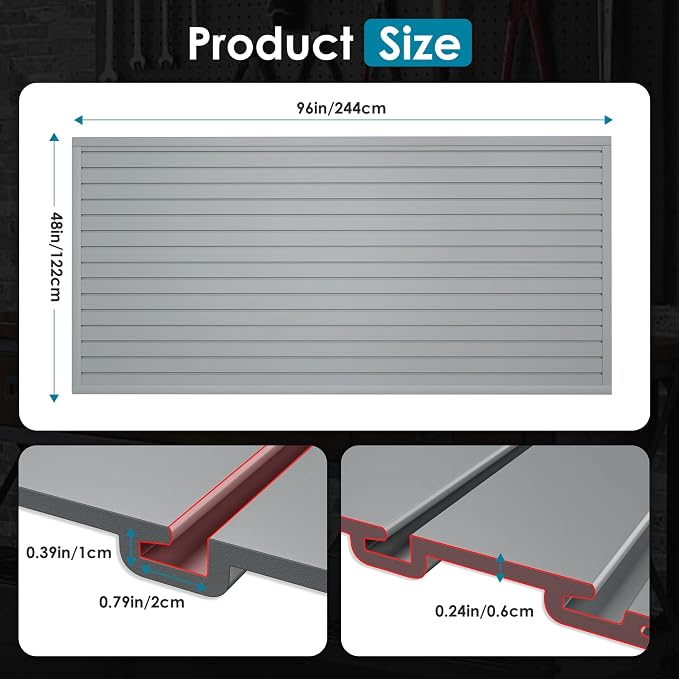 Braki PVC Slat Wall Paneling 4x8 ft, Garage Organizer Storage System, Heavy - Image 4