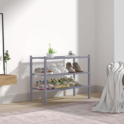 3 Tier Bamboo Shoe Rack for Closet Free Standing Wood Shoe Shelf Storage - Image 7