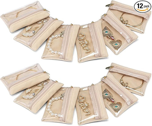 Vlando 12 Pcs Travel Jewelry Organizer Velvet Jewelry Pouch by VLANDO