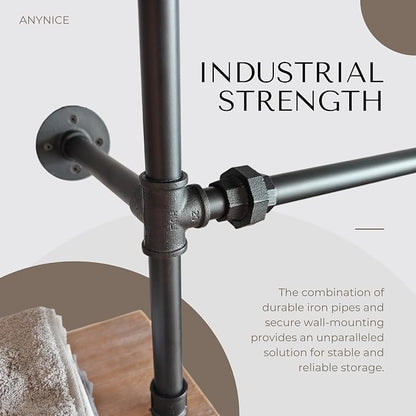 Industrial Pipe Clothing Rack, Wall Mounted Garment Hanging Rack - Image 6