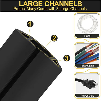 MYFAMIREA 6.5FT Floor Cord Cover Heavy Duty Cable Cover Protector 3 Channels - Image 3