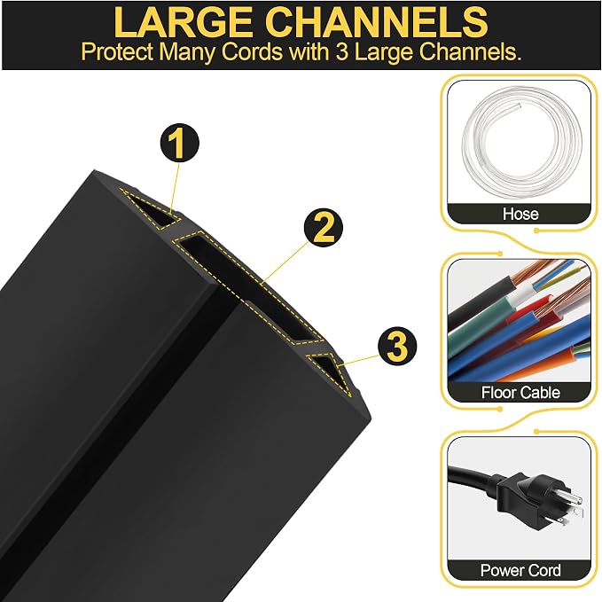 MYFAMIREA 4FT Floor Cord Cover Heavy Duty Cable Cover Protector - Image 3