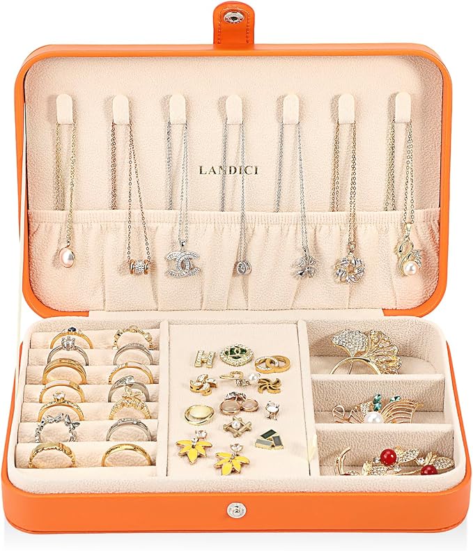 LANDICI Small Jewelry Box for Women Girls, PU Leather Travel Jewelry Case - Image 2