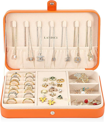 LANDICI Small Jewelry Box for Women Girls, PU Leather Travel Jewelry Case - Image 2