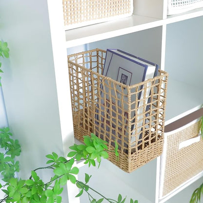 YRMT Magazine Holder Paper Rope Woven Storage Basket - Image 6