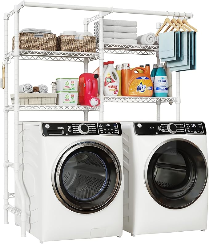 U14 Over Washer and Dryer Storage Shelves, 4 Tiers Laundry Room Storage and by UlifHome