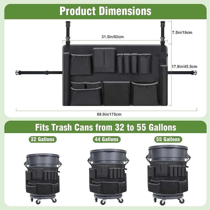 Trash Can Caddy Bags Fit 32-55 Gallon Garbage Bins, Garbage Bin Caddy Bag - Image 6