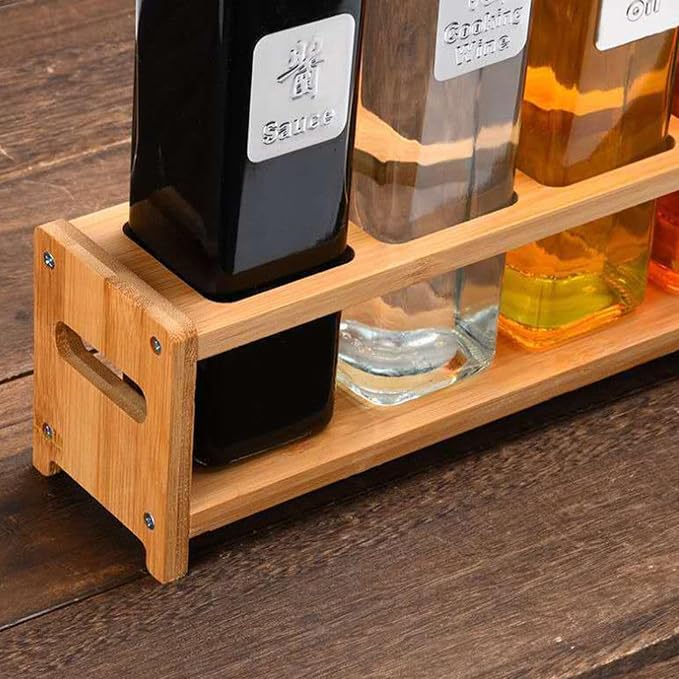 4 Holes Oil Bottle Rack, Wood Multifunctional Storage Rack, Anti Slip Seasoning - Image 4