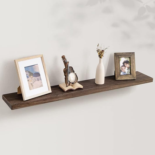 Axeman Floating Shelves for Wall, Rustic Elm Wood 48'' x 8" Deep Wall Shelf by Axeman
