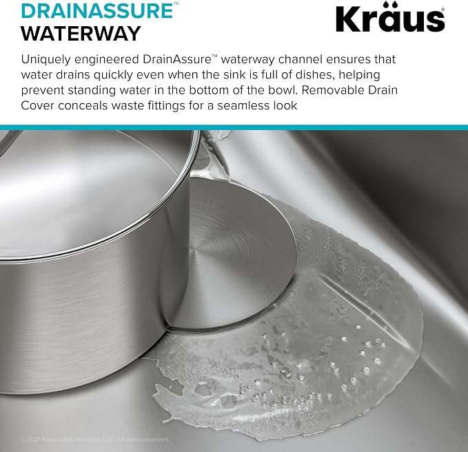 KRAUS Dex 25-Inch Undermount Single Bowl TRU16 Gauge Stainless Steel Kitchen - Image 6