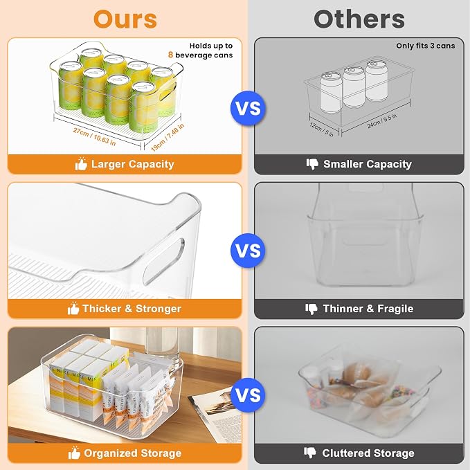 Clear Plastic Storage Bins-Pantry Organizers & Storage Containers-Refrigerator - Image 3