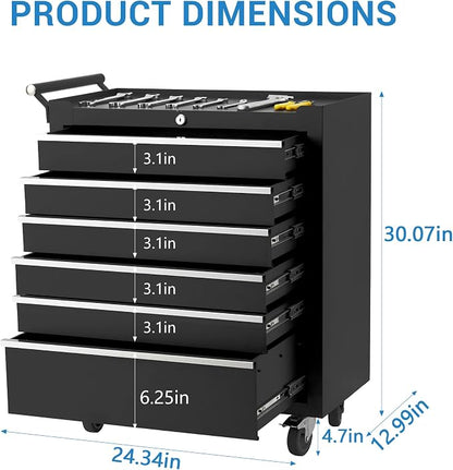 IDEALHOUSE Rolling Tool Chest, 6 Drawers Tool Storage Cabinet, Toolbox - Image 2