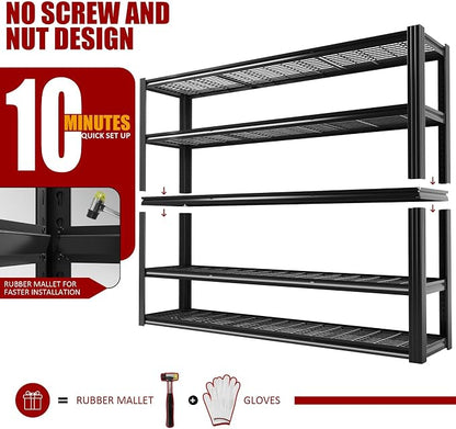 60" W x 72" H x 24" D Garage Shelving Heavy Duty, 5 Tier Adjustable Metal - Image 7