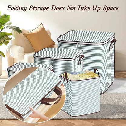 Blanket Storage, 100L Foldable Storage Bin, Large Clothes Organizer Bags - Image 3