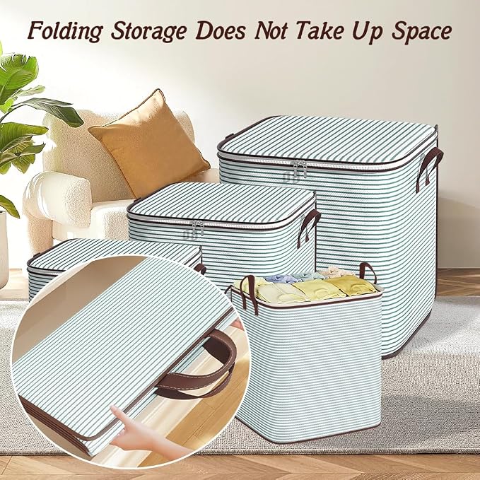 Clothes Storage Bins, 210L Foldable Blanket Storage Bags, Closet Organizers and - Image 5