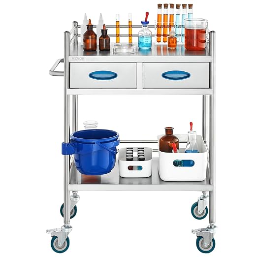 VEVOR Lab Serving Cart Utility Cart Stainless Steel Medical Cart - Image 9