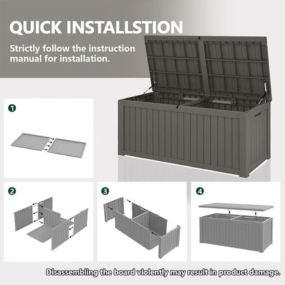 Outdoor Storage Box, 180 Gallon Deck Box, Waterproof and UV Resistant Large - Image 6