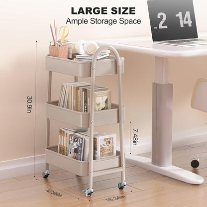 EAGMAK 3 Tier Rolling Cart, Large Metal Storage Cart - Image 2