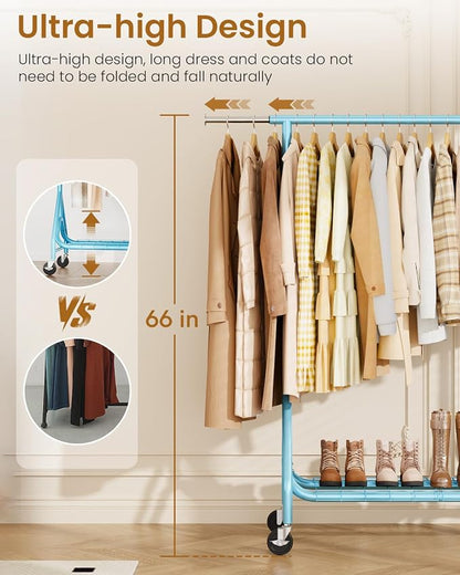 Heavy Duty Clothing Rack, Metal Clothes Rack Load 450 LBS, Rolling Coat Racks - Image 4
