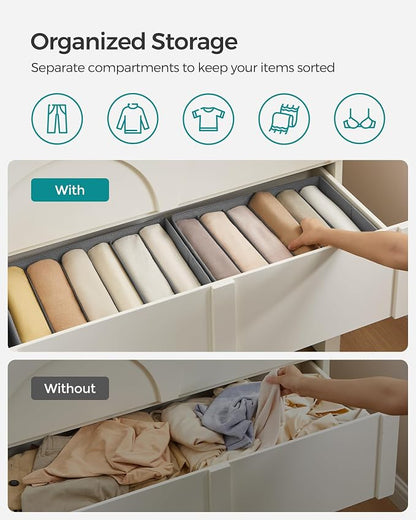 SONGMICS Set of 2 Large Size Wardrobe Clothes Organizers, 6-Compartment - Image 3