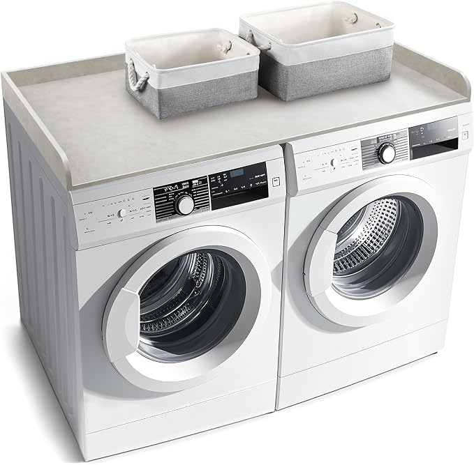 Washer Dryer Countertop with 2 Pack Storage Baskets, Wood Washer and Dryer by GLDZI