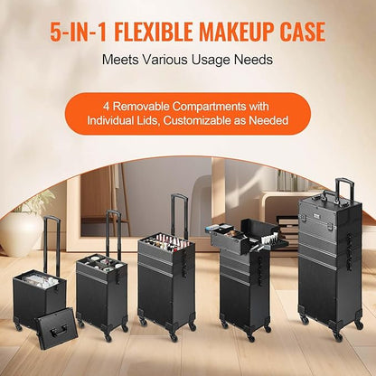 VEVOR Makeup Train Case Professional Makeup Storage Organizer Box Make Up - Image 3