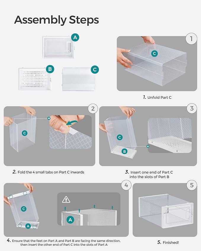 SONGMICS Shoe Boxes, Stackable Clear Plastic Boxes - Image 6
